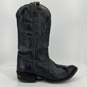 Tony Lama Women's 7 Cowboy Boots Black Leather Western Pointed Toe 6711 Vintage